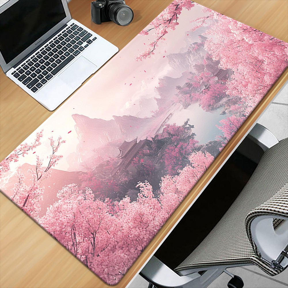 1pc of a Large Mousepad Featuring Pink Cherry Blossom Designs, Suitable for De
