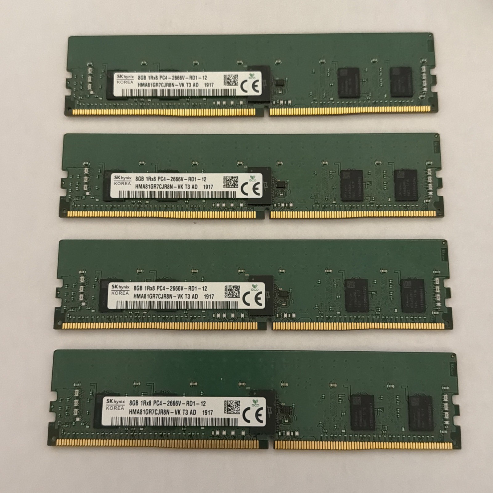 SK Hynix 32GB (4x8GB) 1Rx8 PC4-2666V-RD1-12 ECC REG Server RAM HMA81GR7CJR8N-VK
