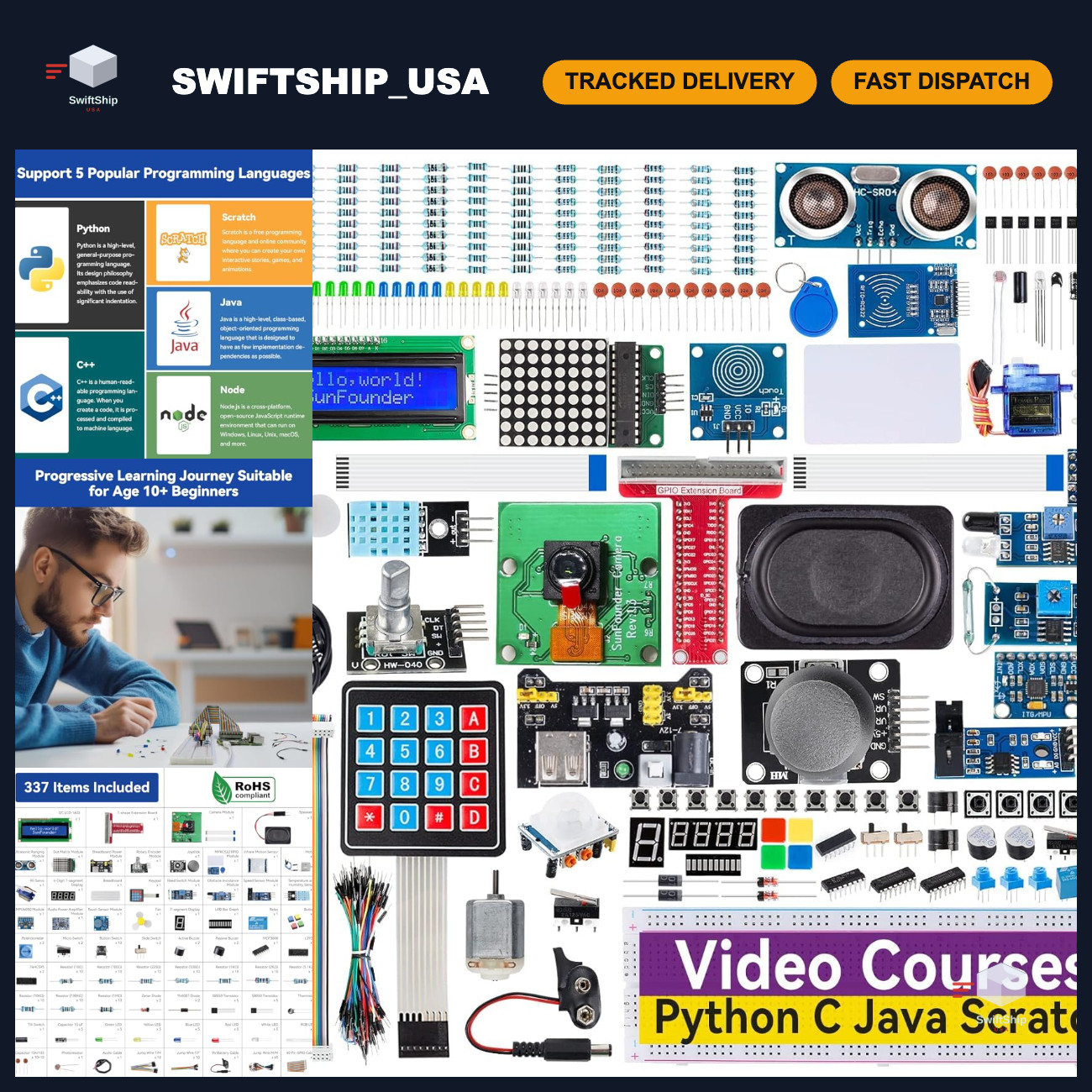 Ultimate Raspberry Pi Starter Kit - Compatible with 5, 4 B, 3B, Zero 2 W, Python