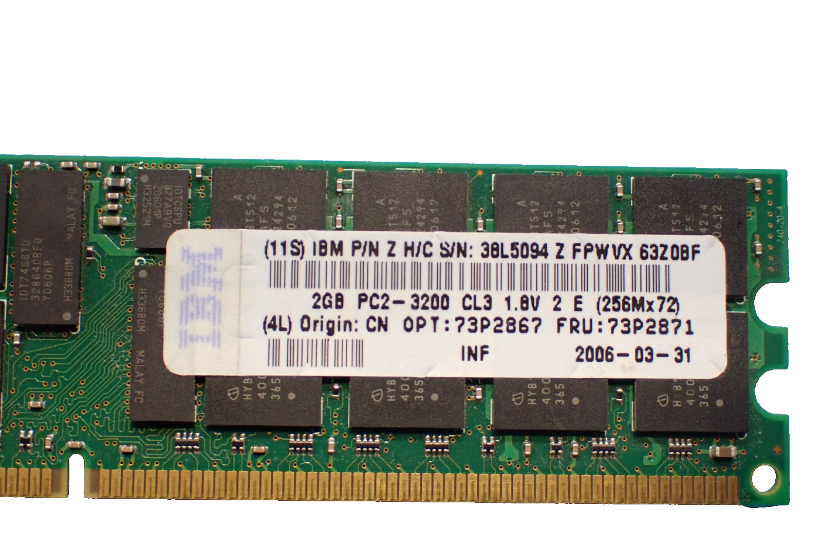 Lot of 4 Infineon HYS72T256220HR-5-A 2GB DDR2 Internal Server Memory RAM Module