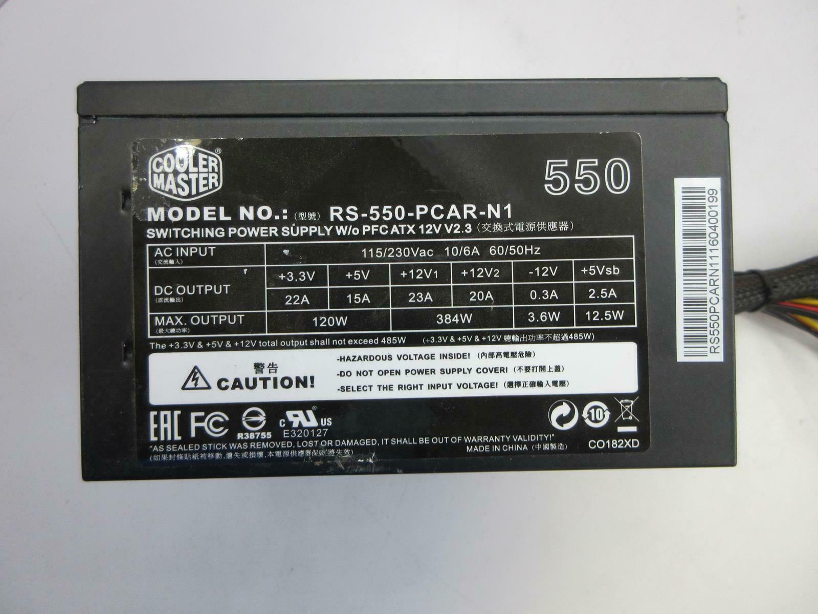 RS-550-PCAR-N1 COOLER MASTER 550 WATT POWER SUPPLY ELITE v2