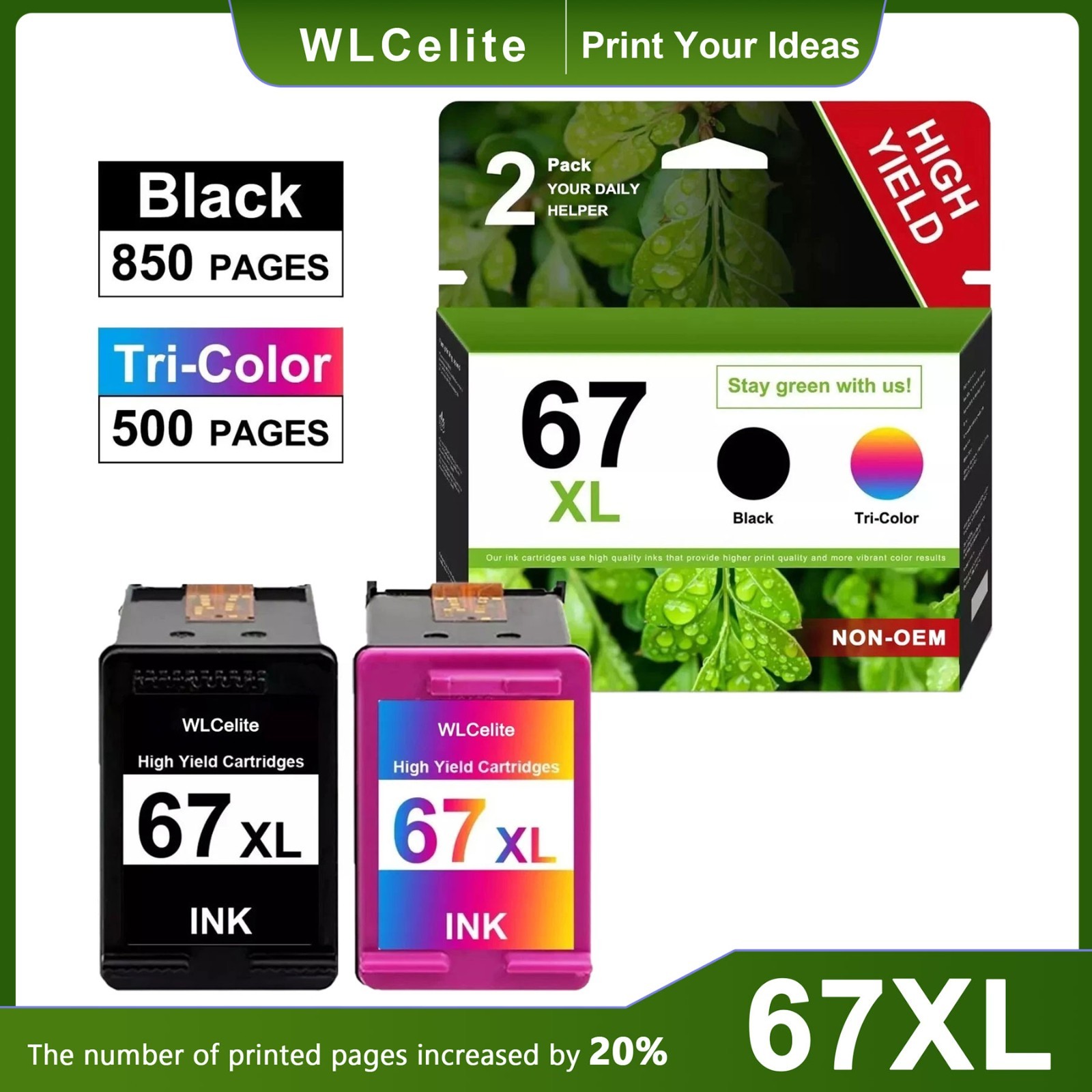 67 XL Ink 67XL Replacement for HP 67 Ink Cartridge Black Color Deskjet 1210 1255