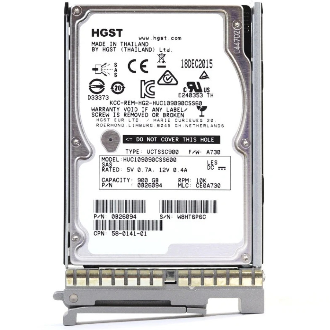 HGST Ultrastar C10K900 900GB 10K SAS Enterprise HDD HUC109090CSS600 0B26094