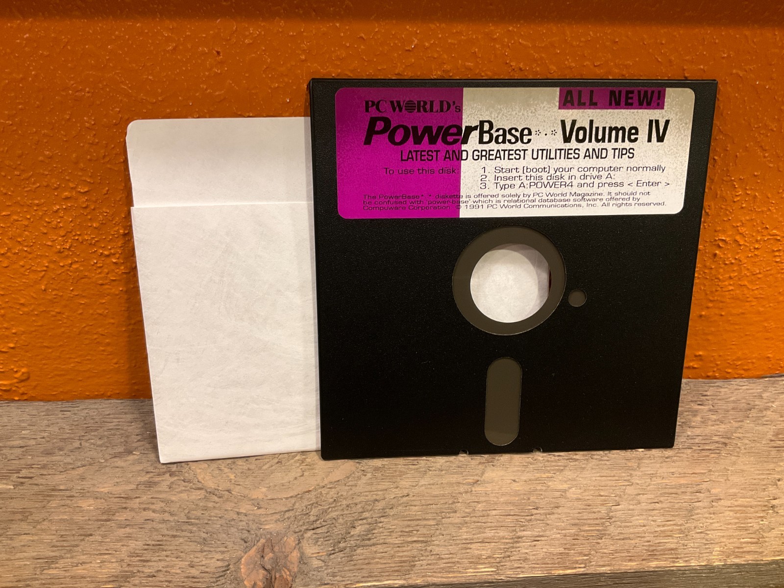 PC World’s PowerBase Volume IV • 5.25 Floppy Disk 1991 Utilities & Tips Vintage
