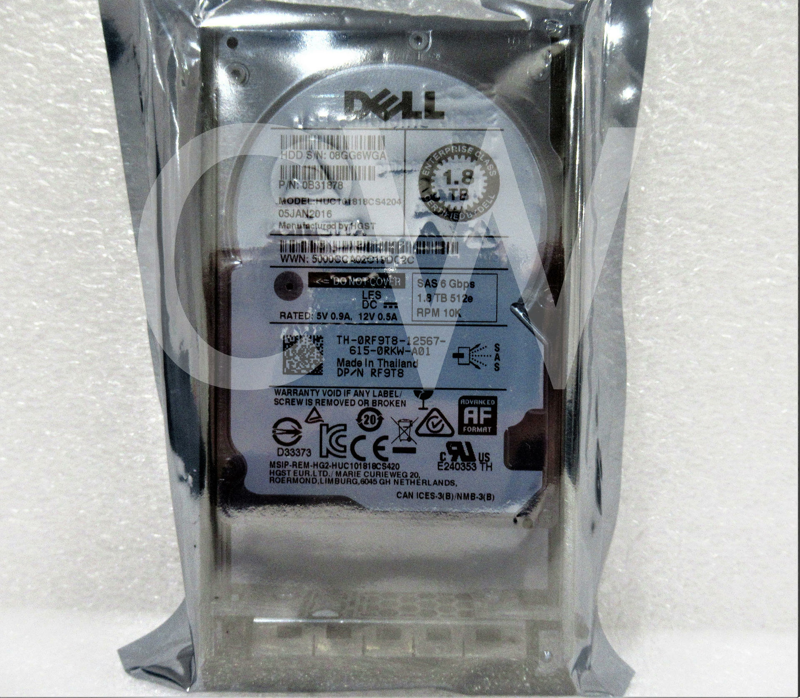 RF9T8 HUC101818CS4204 Dell 1.8TB 10KRPM 6Gbps  2.5"SAS SERVERHDD HardDrive