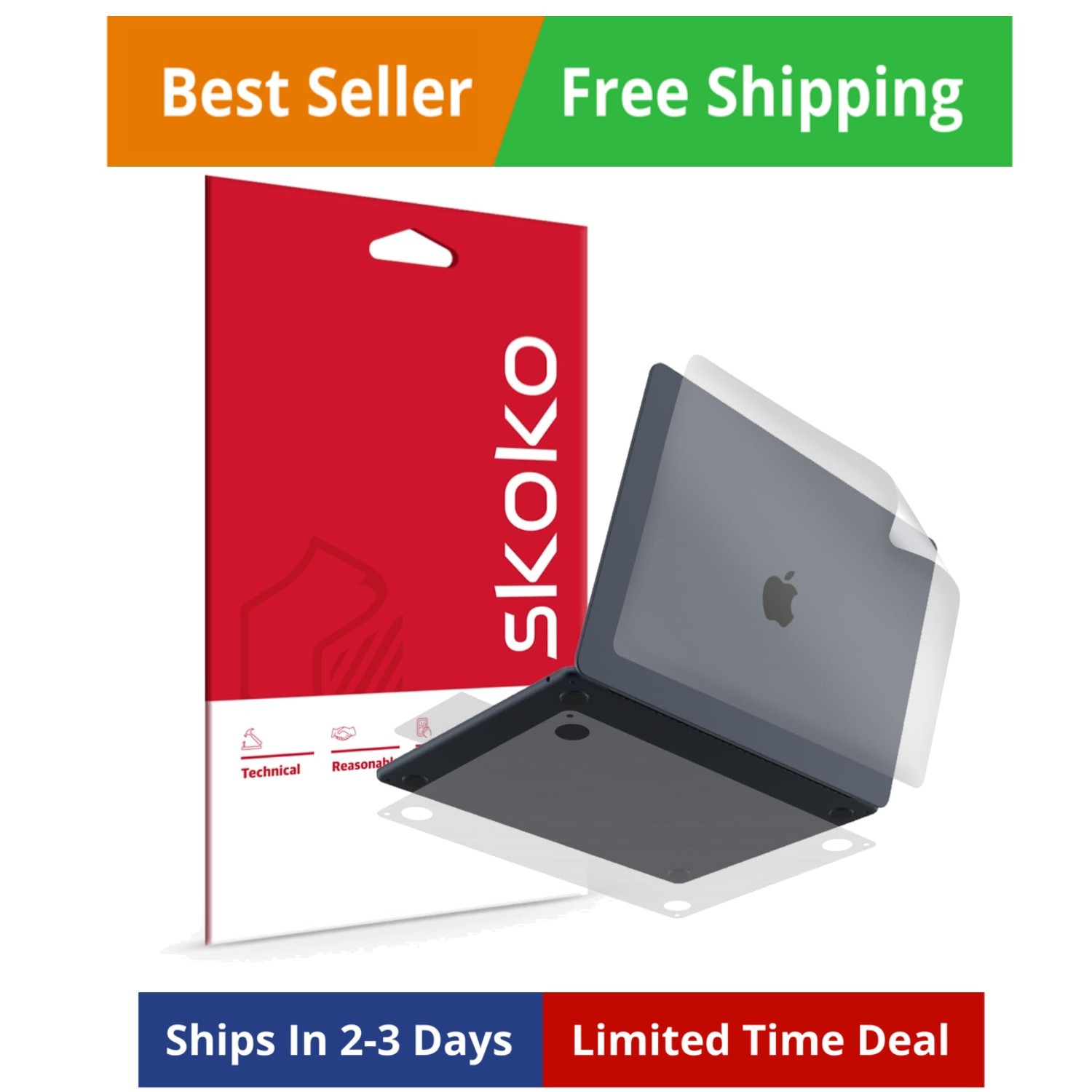 Invisible Matte Full Body Skin for MacBook Air 13 inch M5 M4 M3 M2 2026-2022,...