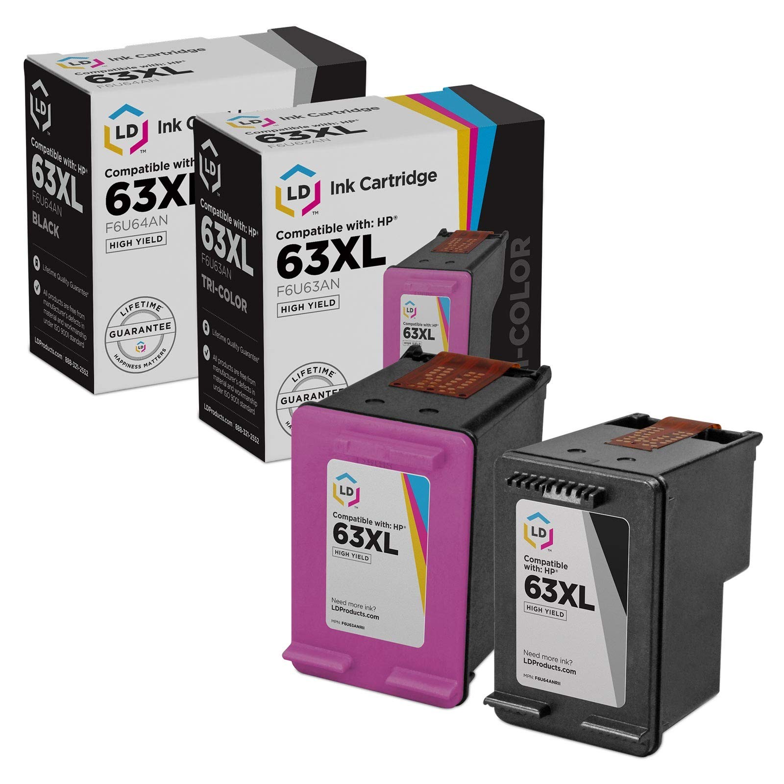 Reman Ink Replacement for HP 63XL HY (1 Blk, 1 Color, 2-Pk)