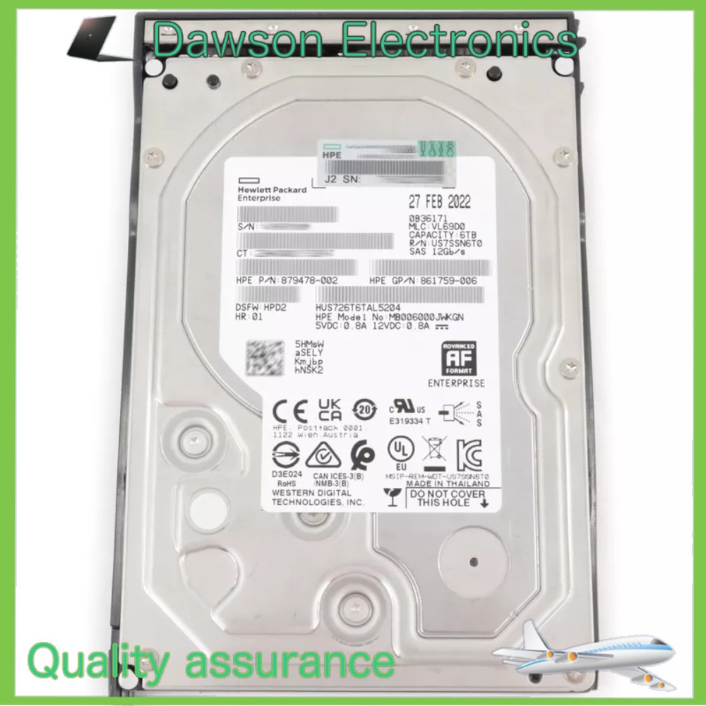 HPE 861746-B21 862136-001 6TB SAS 12G 7.2K 3.5" LFF HDD Hard Drive