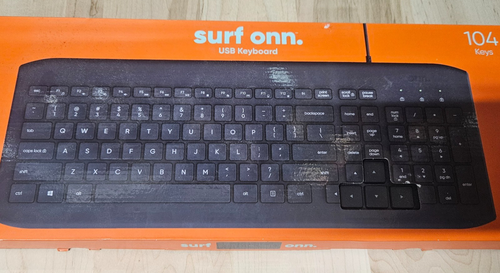 Surf Onn 100009052 USB Wired Full-size Computer Keyboard, 104-Keys, 5 ft cord