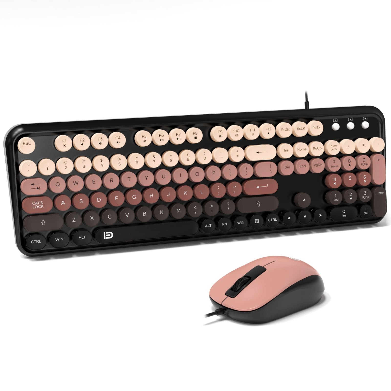 8870P Wired Keyboard Mouse Combo 104 Round Keys Retro Typewriter BlackBerry