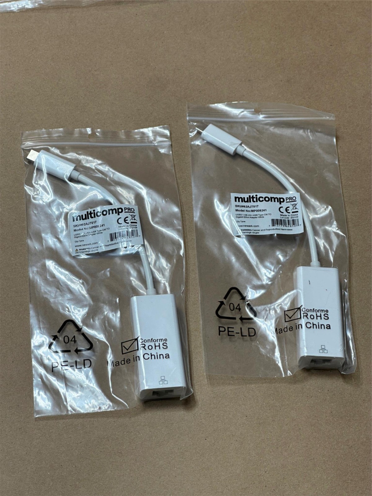 2x Pack Lot MP008241 USB-C to RJ45 Ethernet Network Adapter USB3.1 GE AX Gigabit
