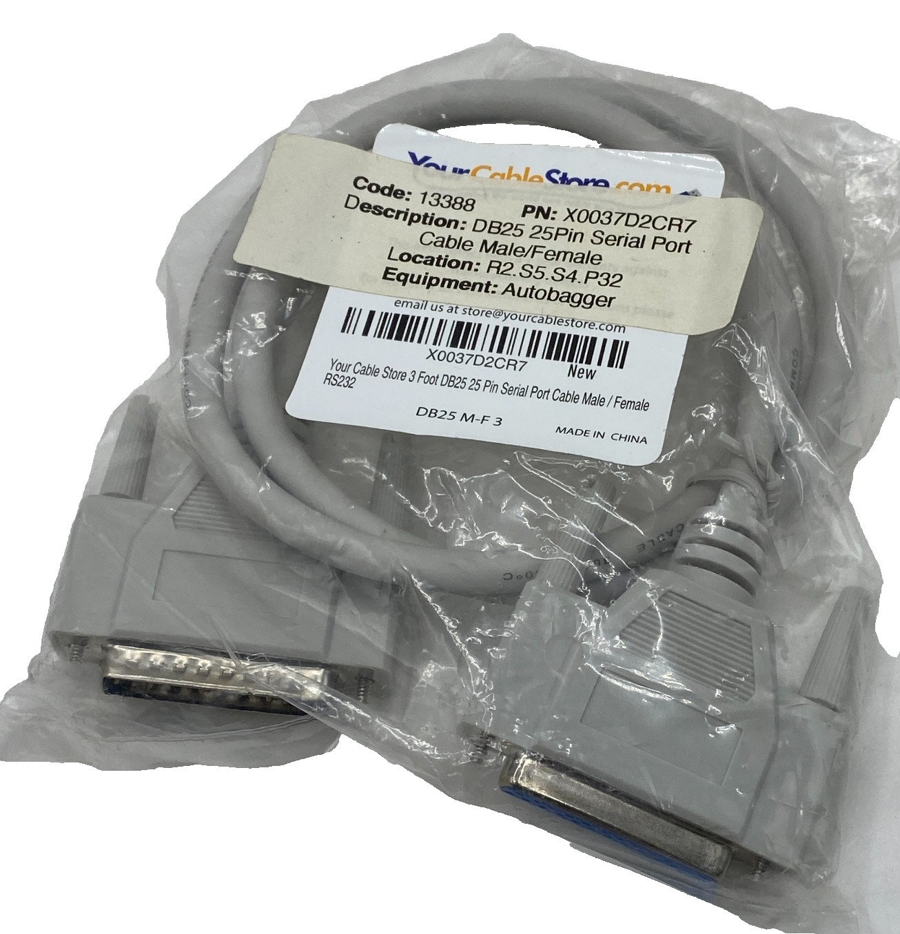 Your Cable Store DB25 25 Pin Serial Port Cable Male to Female RS232 3 Ft New