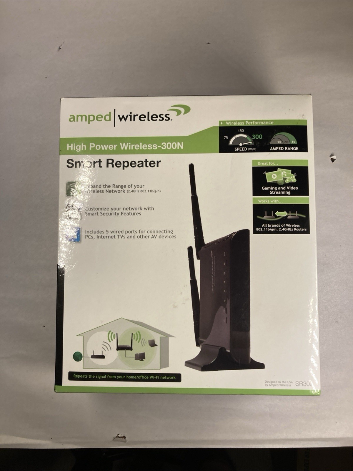 Amped Wireless High Power Wireless-300n Smart Repeater NIB SR300 A20