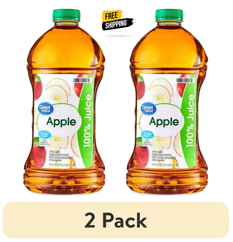 (2 pack) Great Value 100% Apple Juice, 96 fl oz