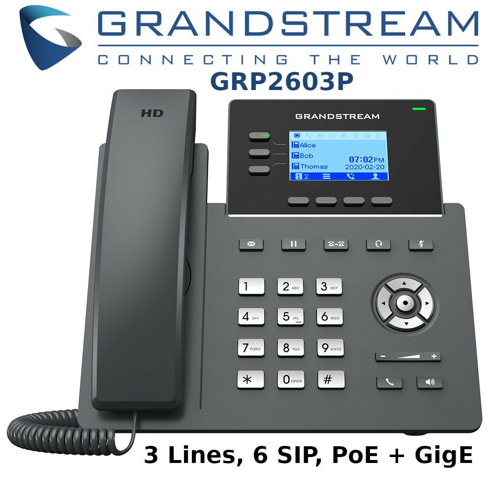 Grandstream GRP2603P 3-Line 6 SIP Office Phone + Dual Gigabit PoE