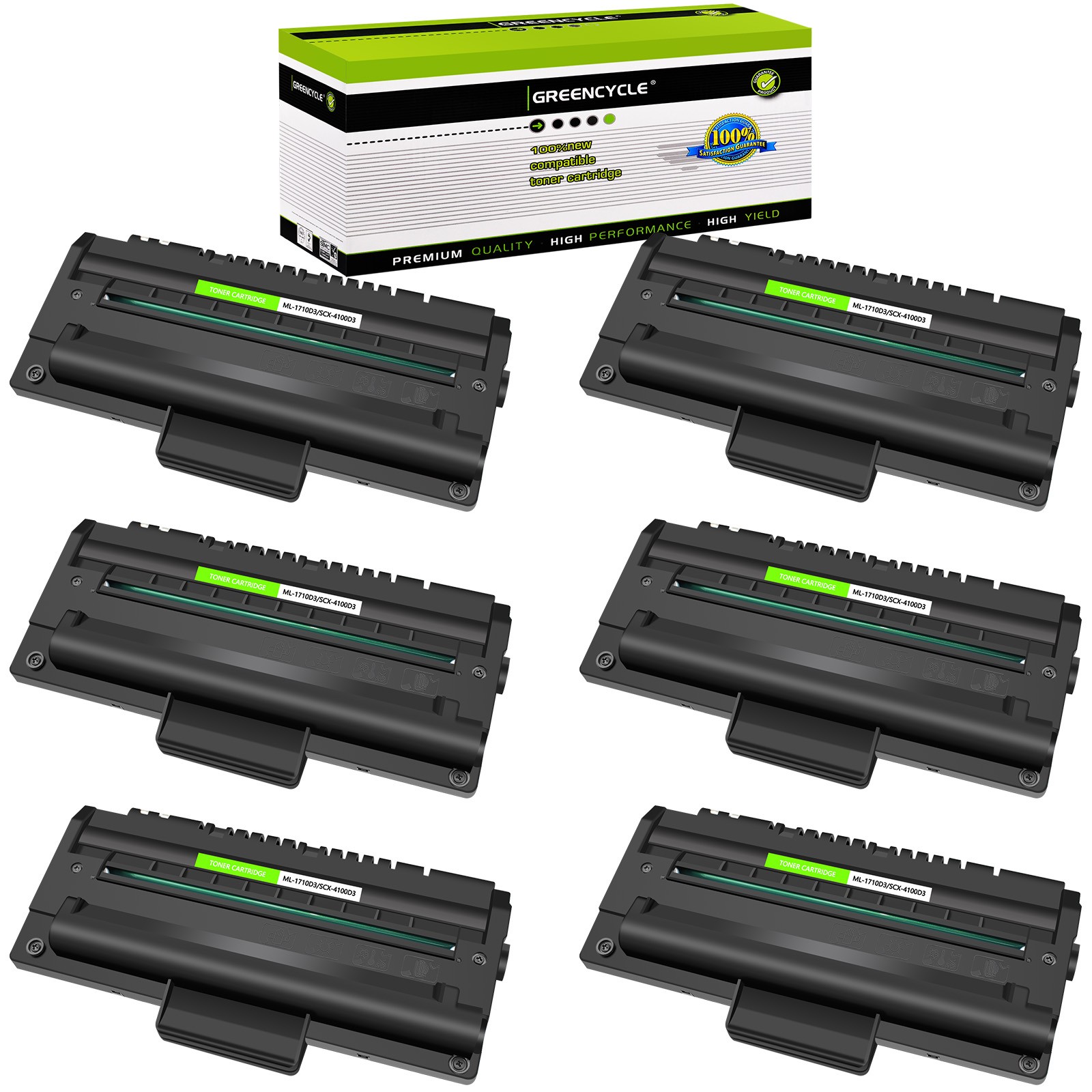 GREENCYCLE 6PK Toner Cartridge Fits for Samsung ML-1710D3 ML1710 ML-1740 ML-1750
