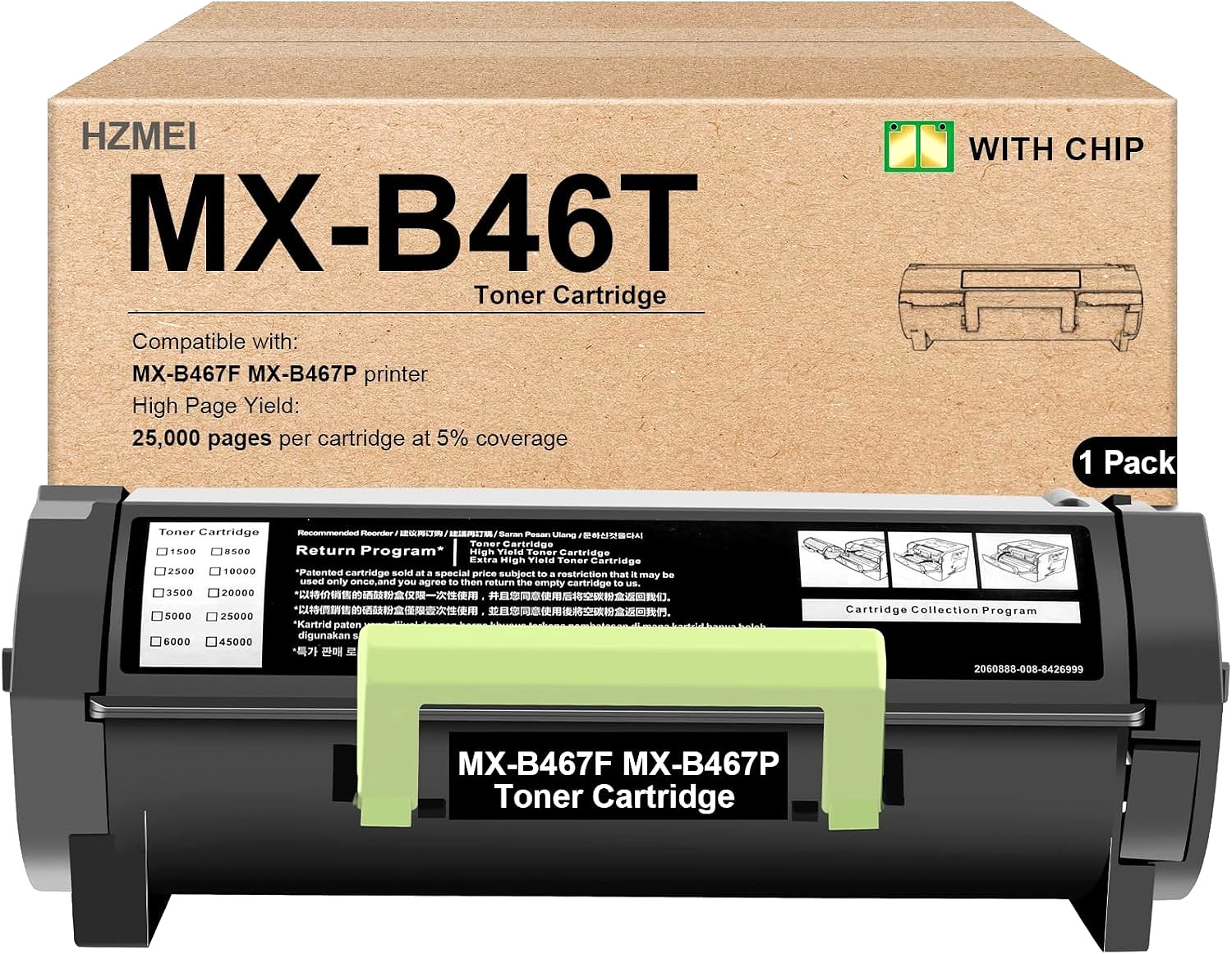 MX-B46T Black Toner Cartridge with Chip for Sharp MX-B467F and MX-B467P Printers