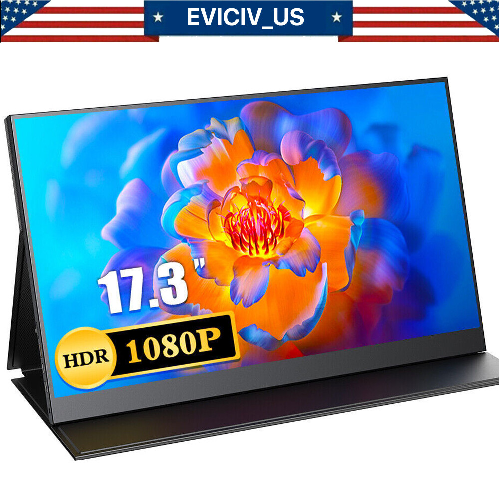 EVICIV 17.3" Portable Monitor FHD Screen 1920*1080 FHD IPS Panel Display Used US