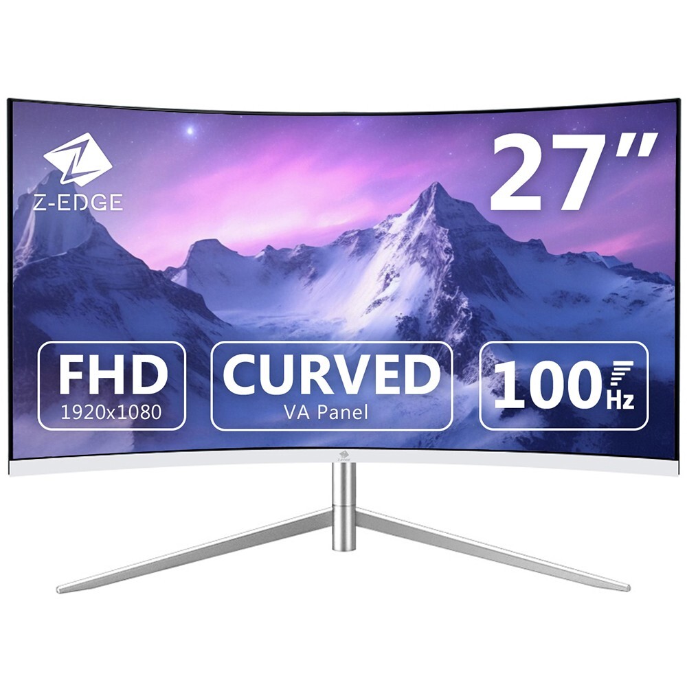 Z-EDGE 27" 1080P FHD 1920x1080 100Hz Frameless Curved Gaming Monitor, HDMI, VGA