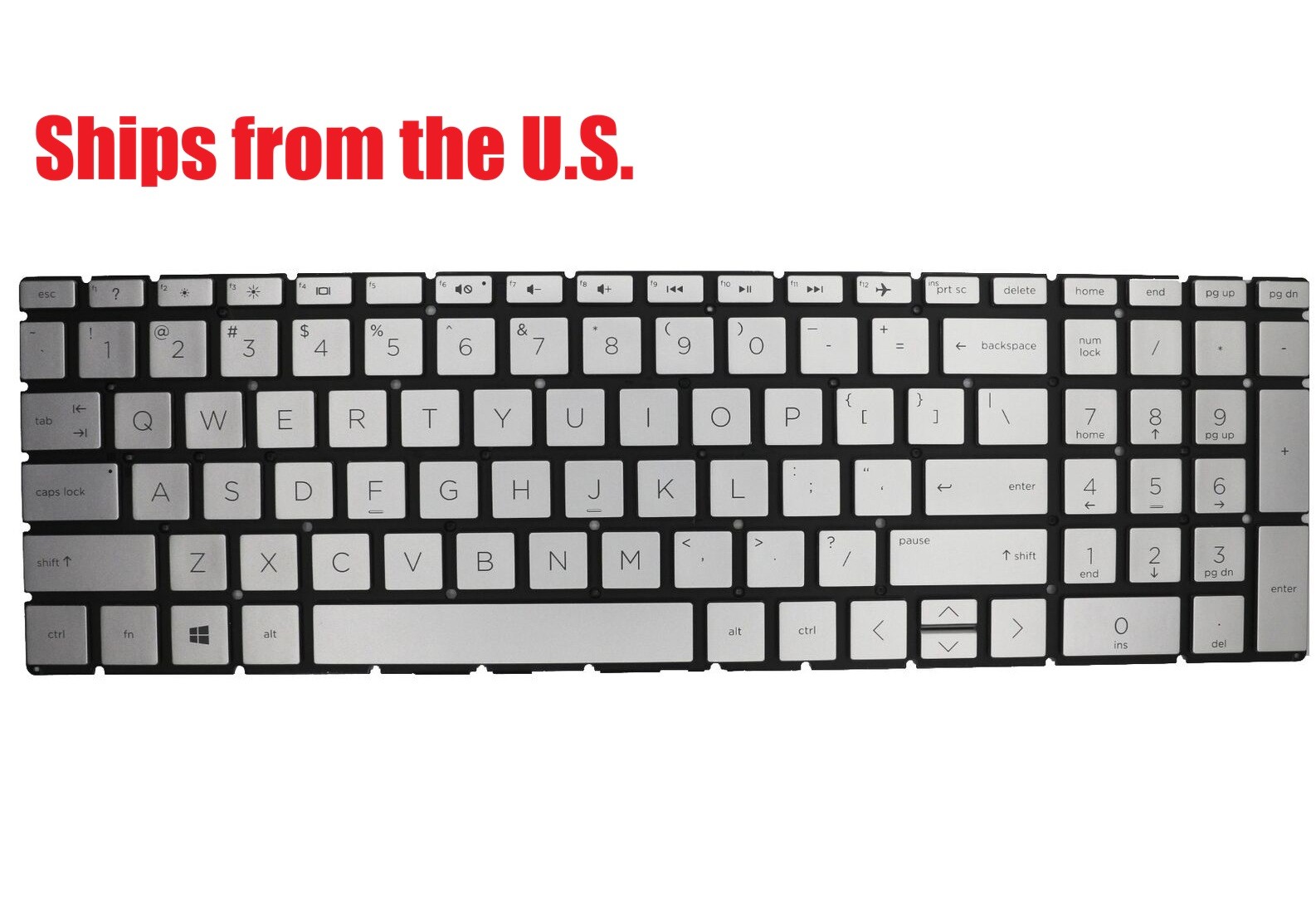 For HP 17-by4031cl 17-by4055cl US Silver Keyboard Original Non-Backlit