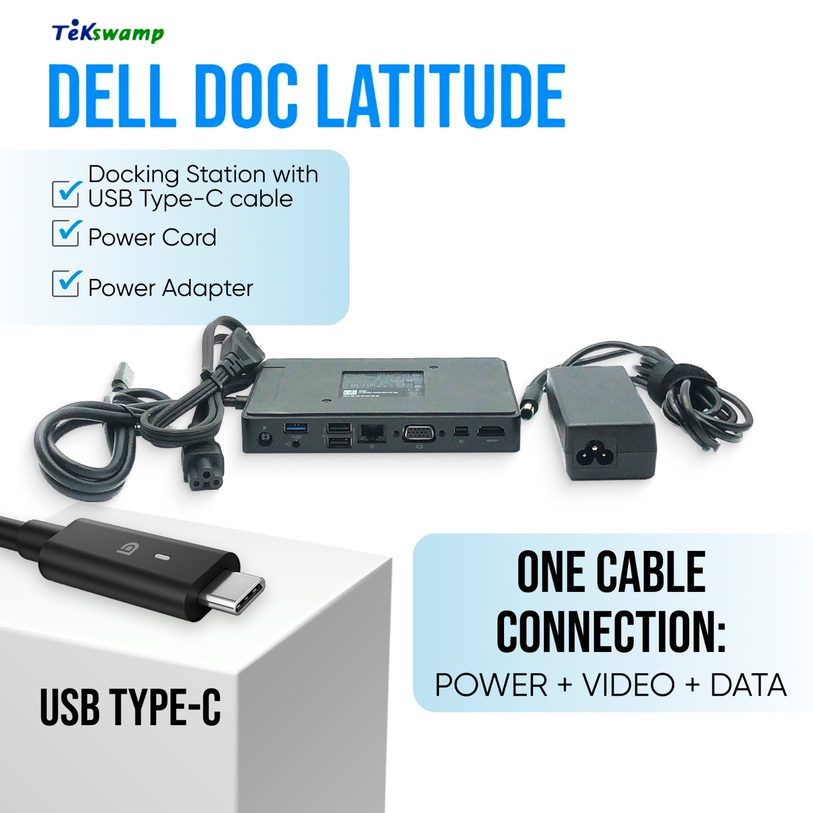 Dell USB-C Dock Station for Latitude 7410/Chromebook 7420/2in1 w/130W AC Adapter