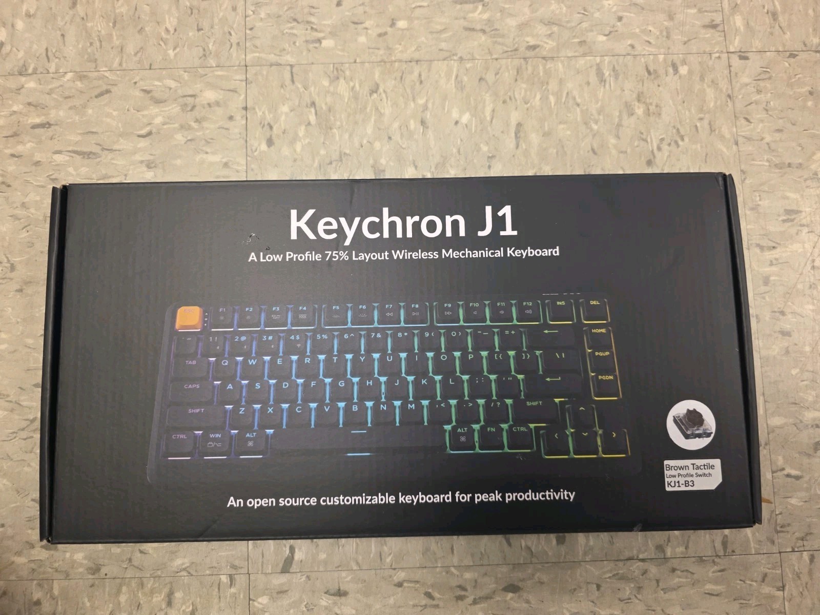 Keychron J1 Low Profile 75% Wireless Mechanical Keyboard, Brown Tactile Switches