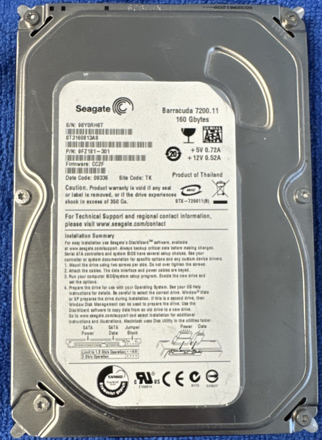 Seagate Barracuda 7200.11 160GB 7200RPM 3.5" SATA HDD ST3160813AS