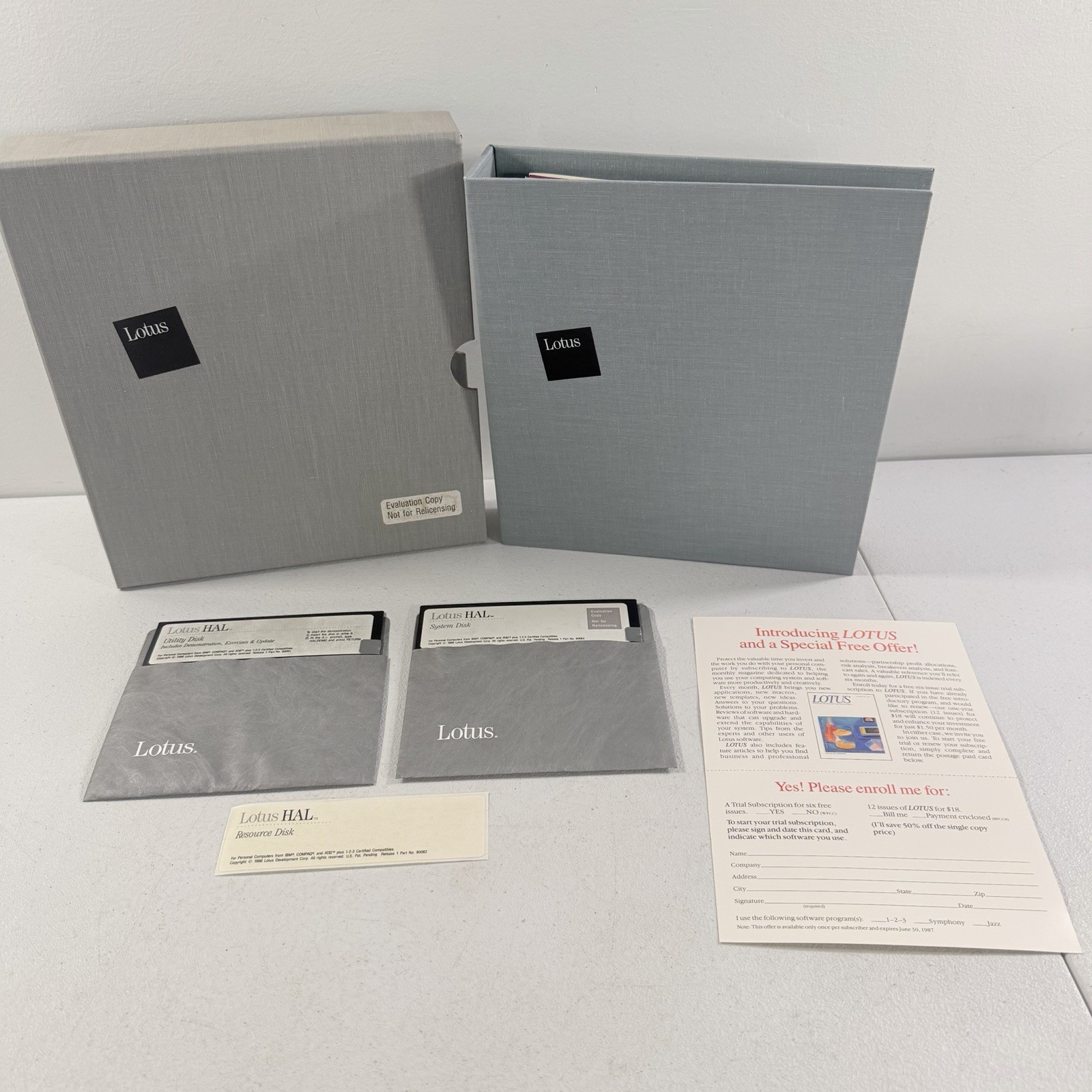 Vintage Lotus Hal User's Manual 1986 W/ 5.25” Diskettes 1st Edition
