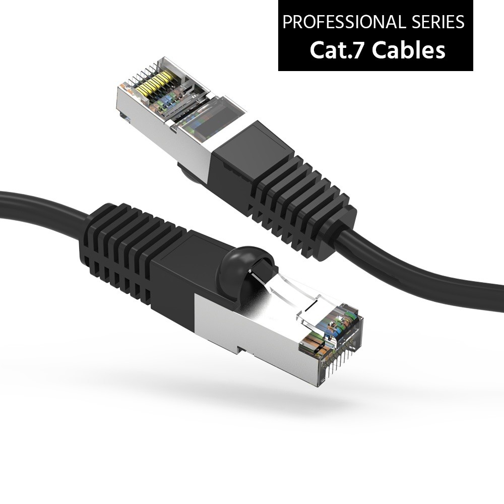 20 Pack of 15Ft CAT7 Shielded (SSTP) 600MHz Ethernet Network Booted Cable Black