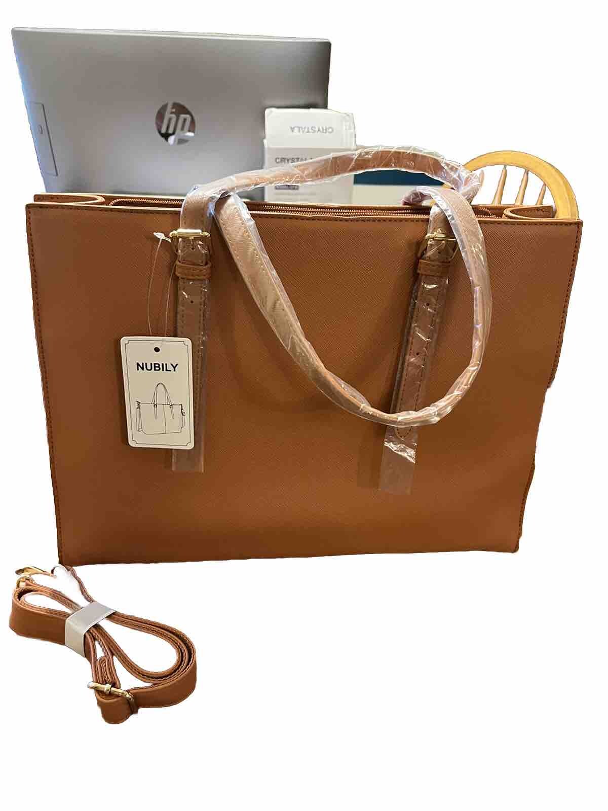Nubily Laptop Bag for Women - Waterproof, Lightweight Leather 16" W