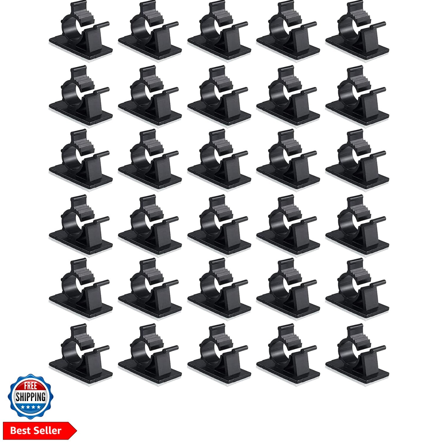 30 Pcs Black Clips Self Adhesive Backed Nylon Wire Adjustable Cable Clips Adh...