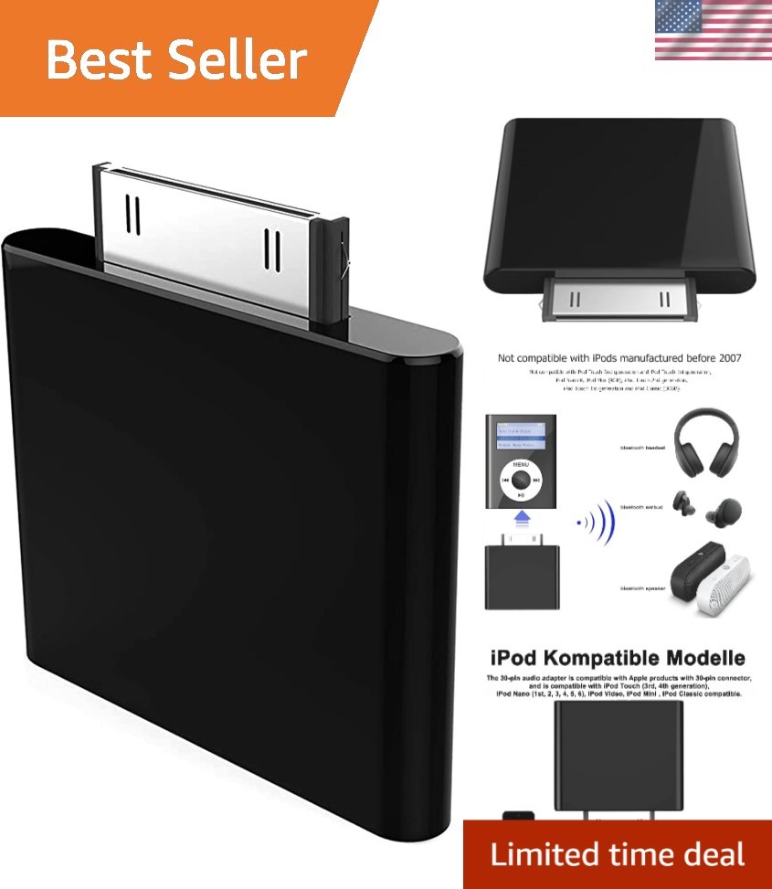 Bluetooth Transmitter for iPod Classic, Plug-and-Play Bluetooth Adapter Conne...