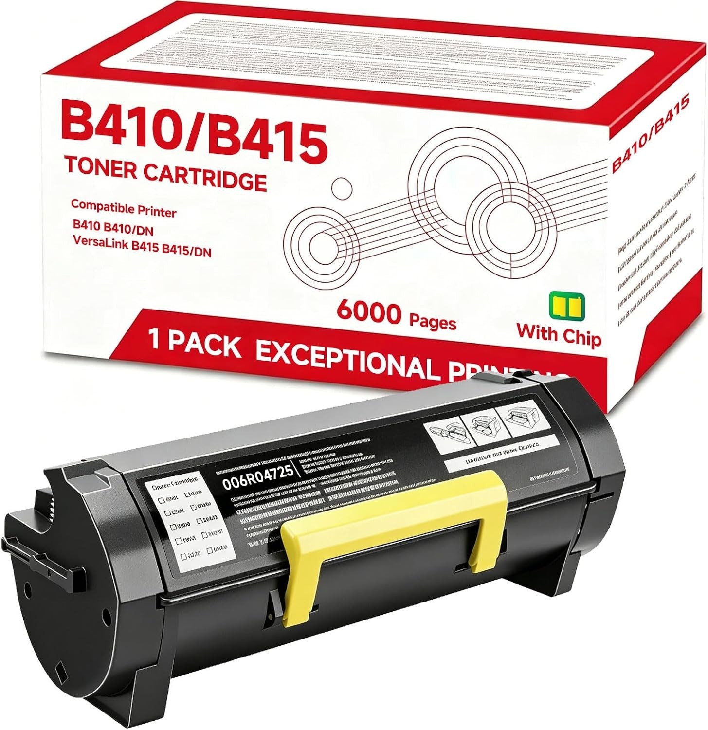 006R04725 Black High Yield Toner Cartridge for Xerox B410 B415 Printers: 6,000p