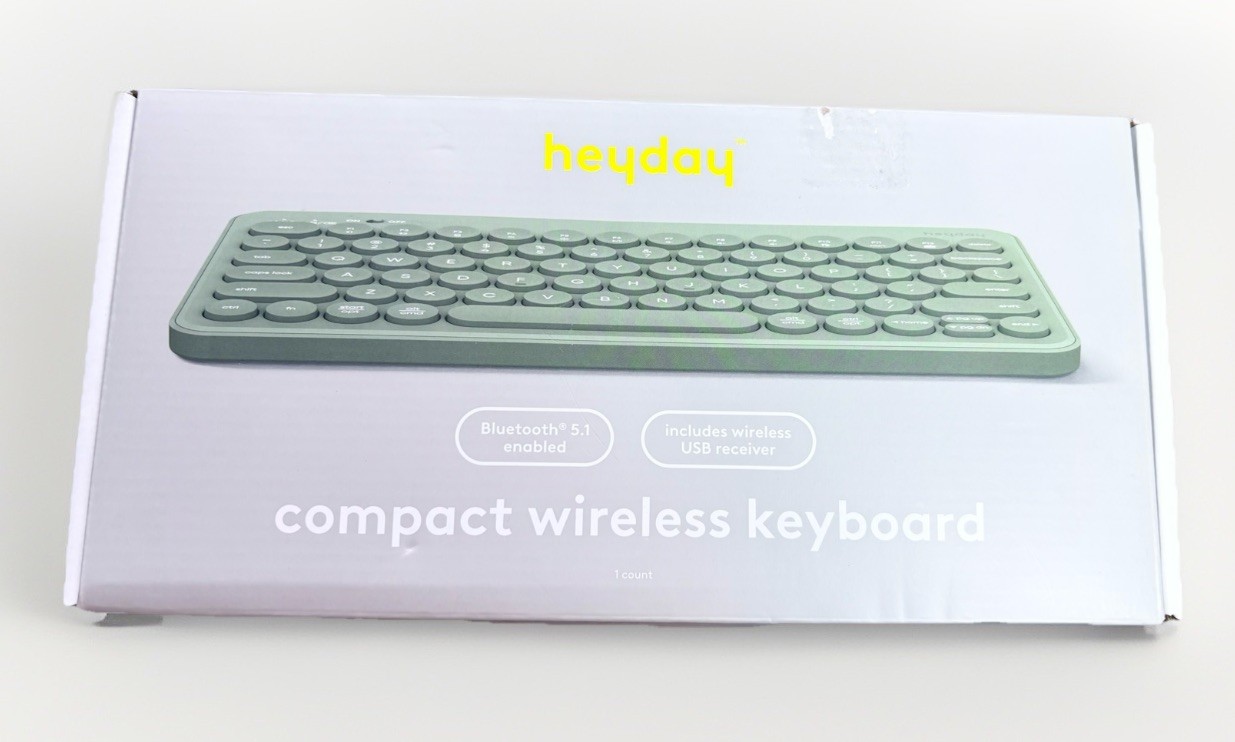 heyday Compact Wireless Keyboard Bluetooth 5.1 USB Receiver Spring Teal 33 ft
