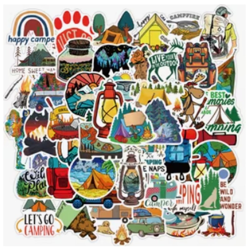 Get 5 Mystery Random Outdoor Camping Travel Wilderness Decorative 2" Stickers