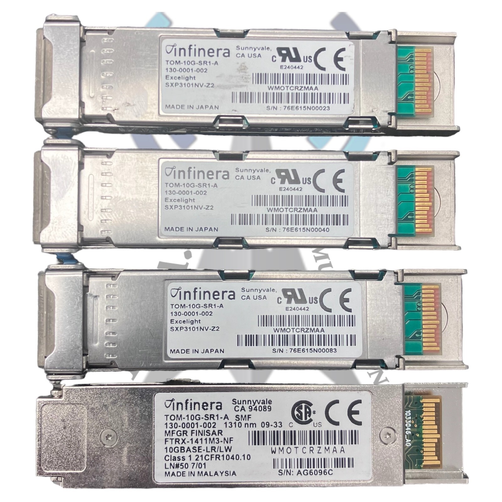Lot of 4, Infinera, TOM-10G-SR1-A, WMOTCRZ, 130-0001-002, *AF121323*
