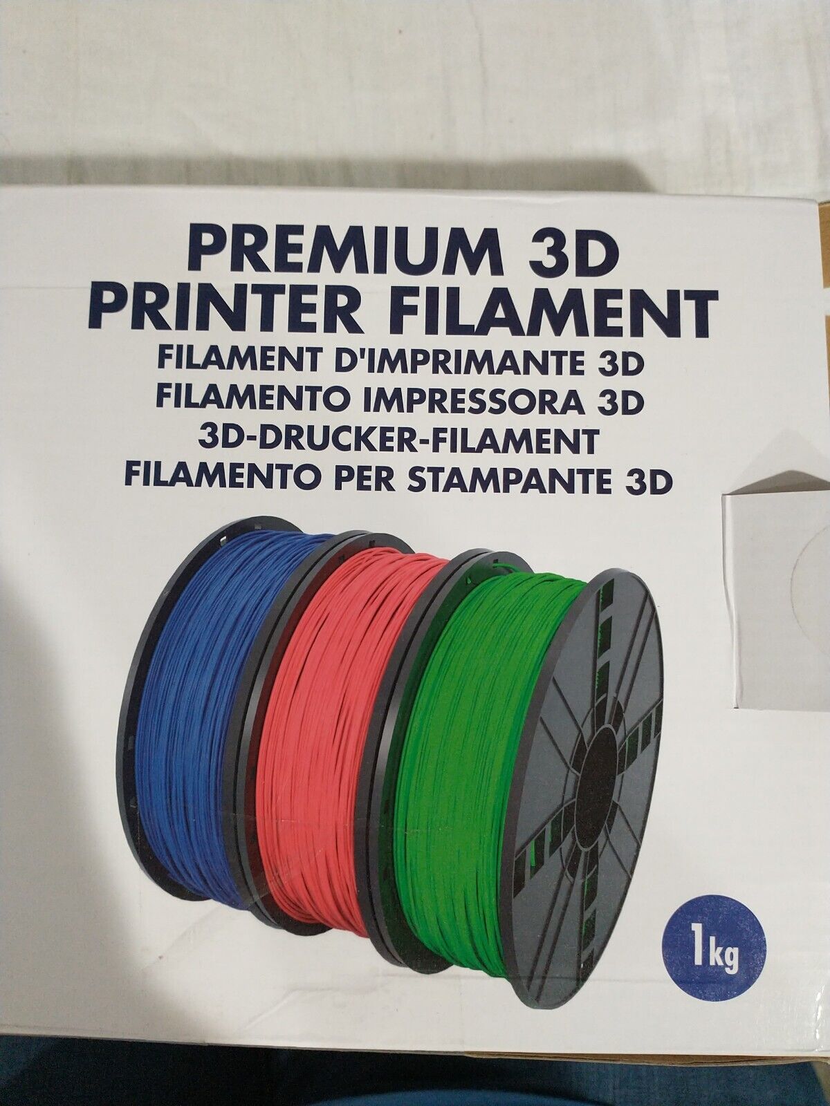 Premium 3D Printer Filament blue red and green 