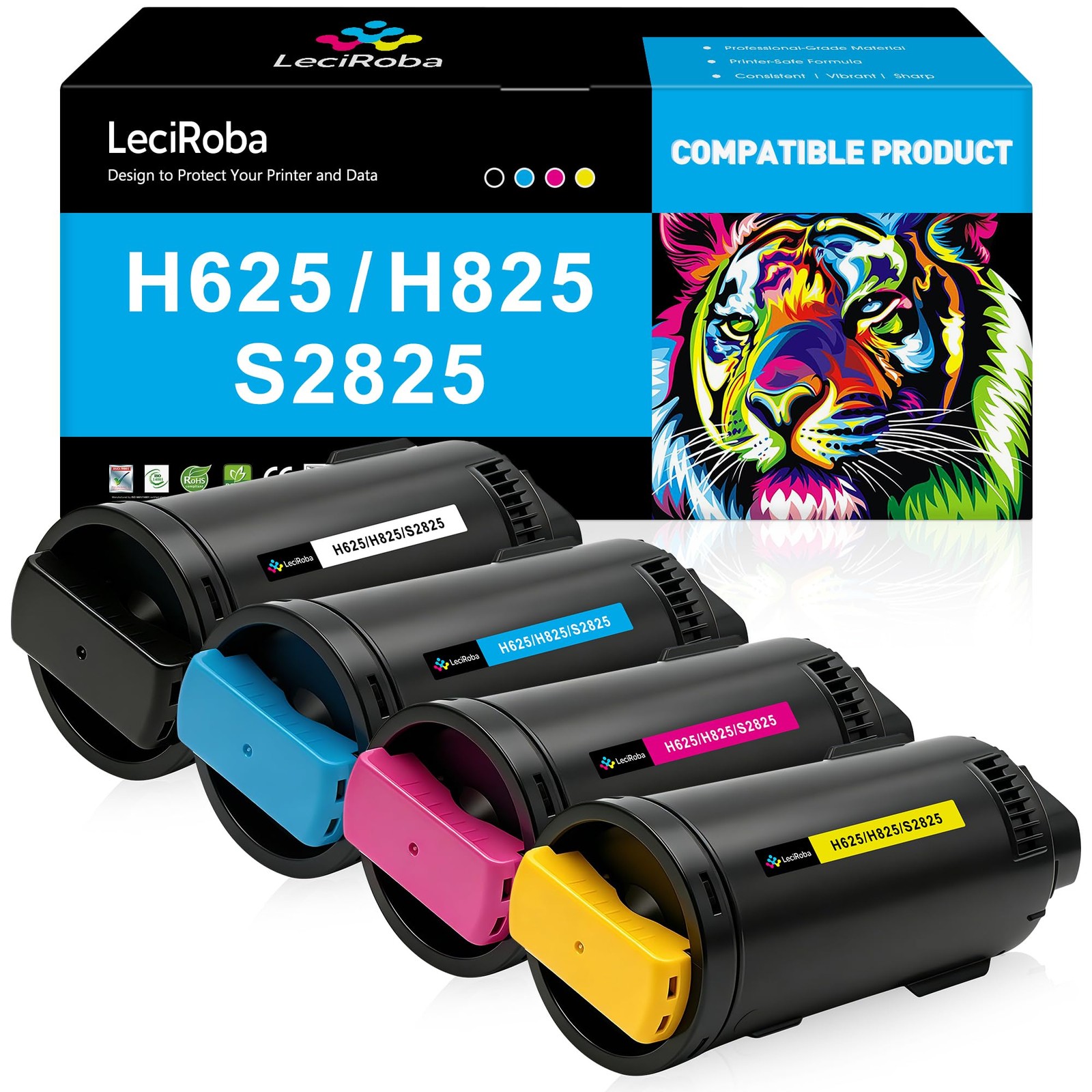 ** NEW Dell Toner | H625 H825 S2825 | Black/Color | Compatible | 4-Pack