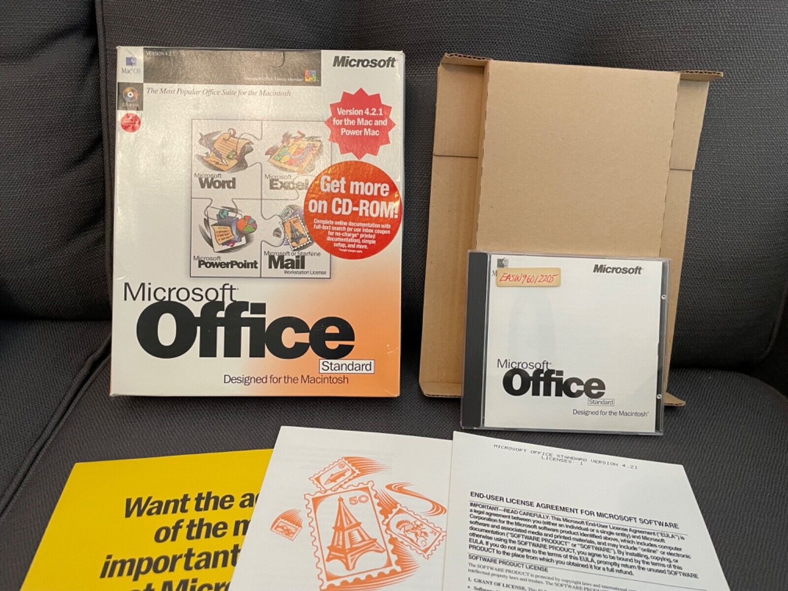 Microsoft Office 4.2.1 Standard for Macintosh MAC in Box 1995 CD Vintage