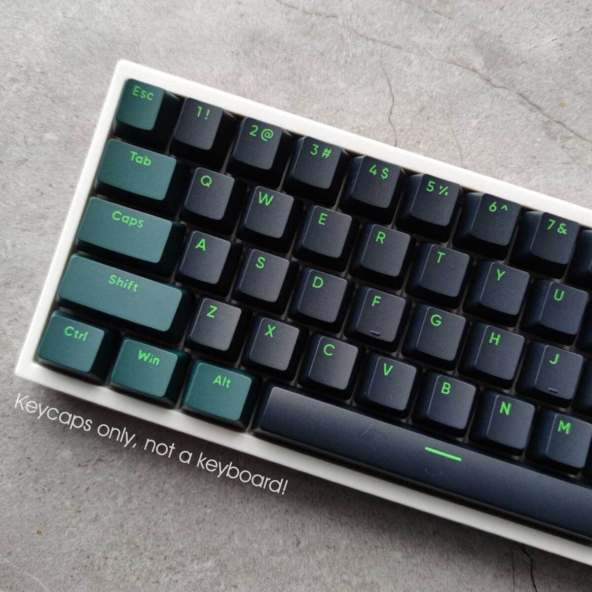 Black Dark Green PBT Double Shot Keycaps Set OEM Height for Cherry MX Keyboards