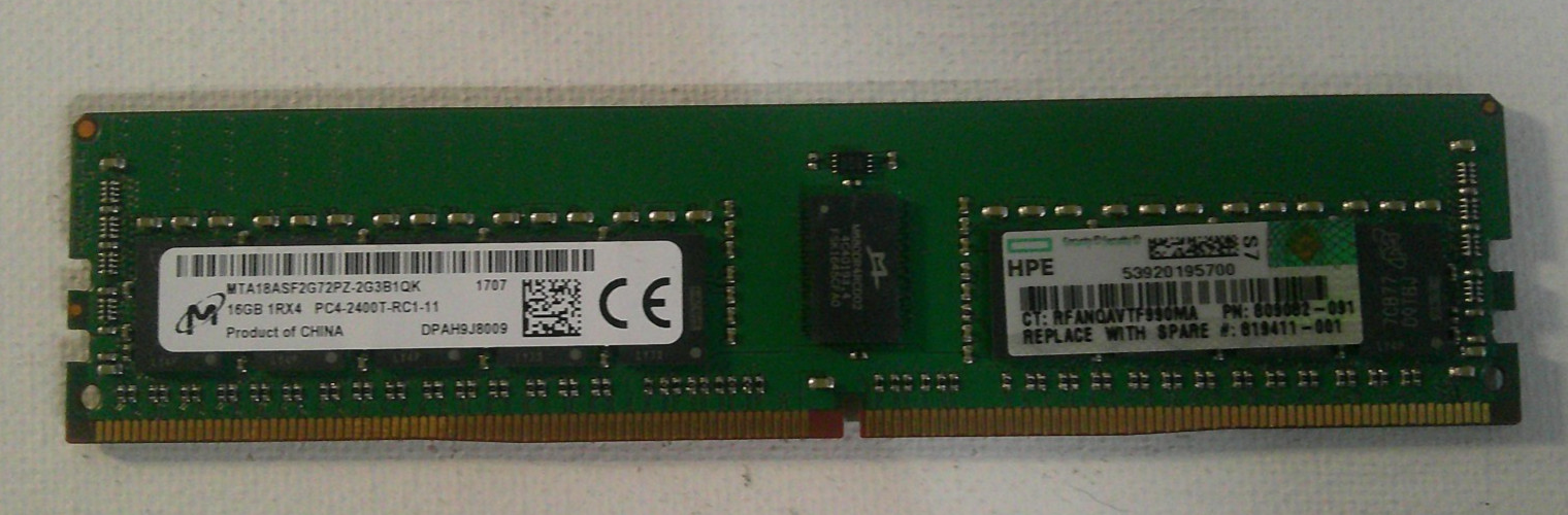 Micron 16GB 1Rx4 PC4-2400T-RC1-11 SERVER MEMORY RAM MTA18ASF2G72PZ-2G3B1QK