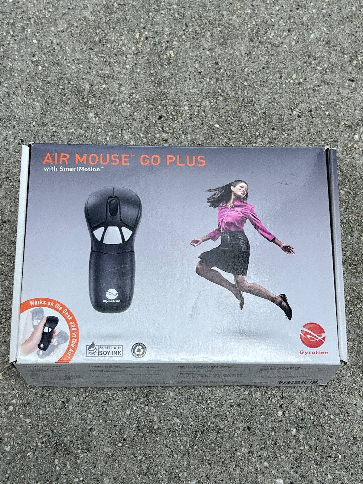 Gyration Air Mouse Go Plus Wireless USB RF Gyroscopic 1100 DPI 3-Button Black
