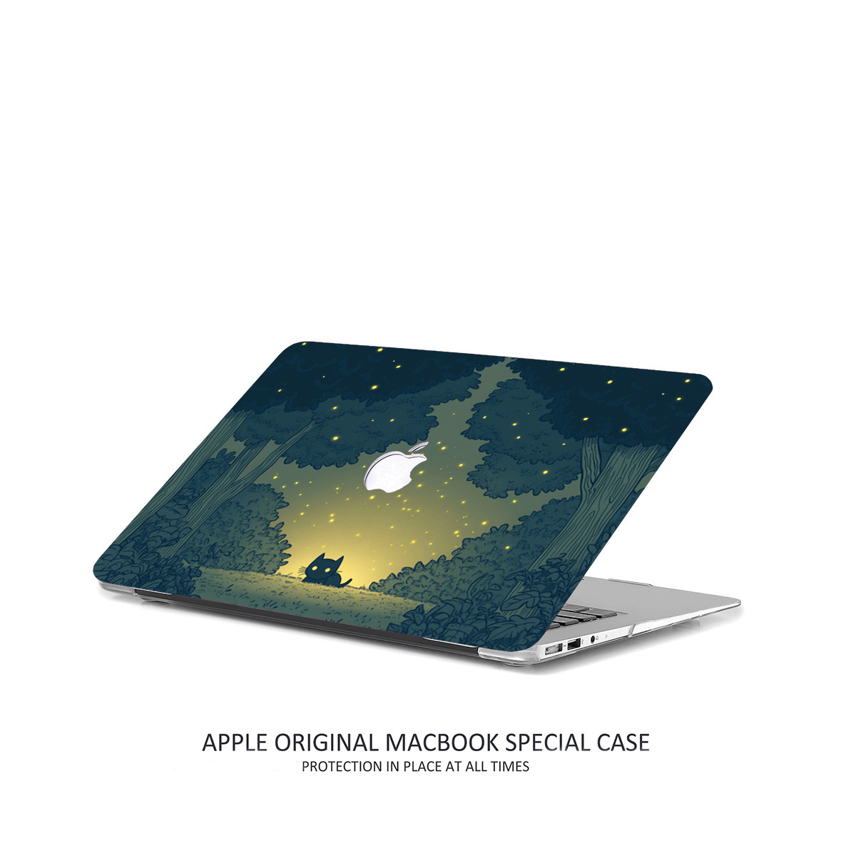 Cute Black Cat MacBook Case Firefly Forest Laptop Cover Aesthetic Protective