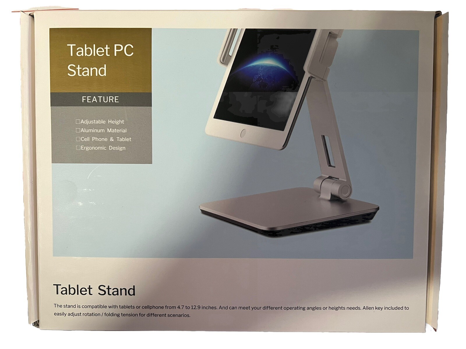 iPad Stand Holder, Heavy-Duty Aluminum Alloy iPad Kiosk Stand, 360° Swivel 