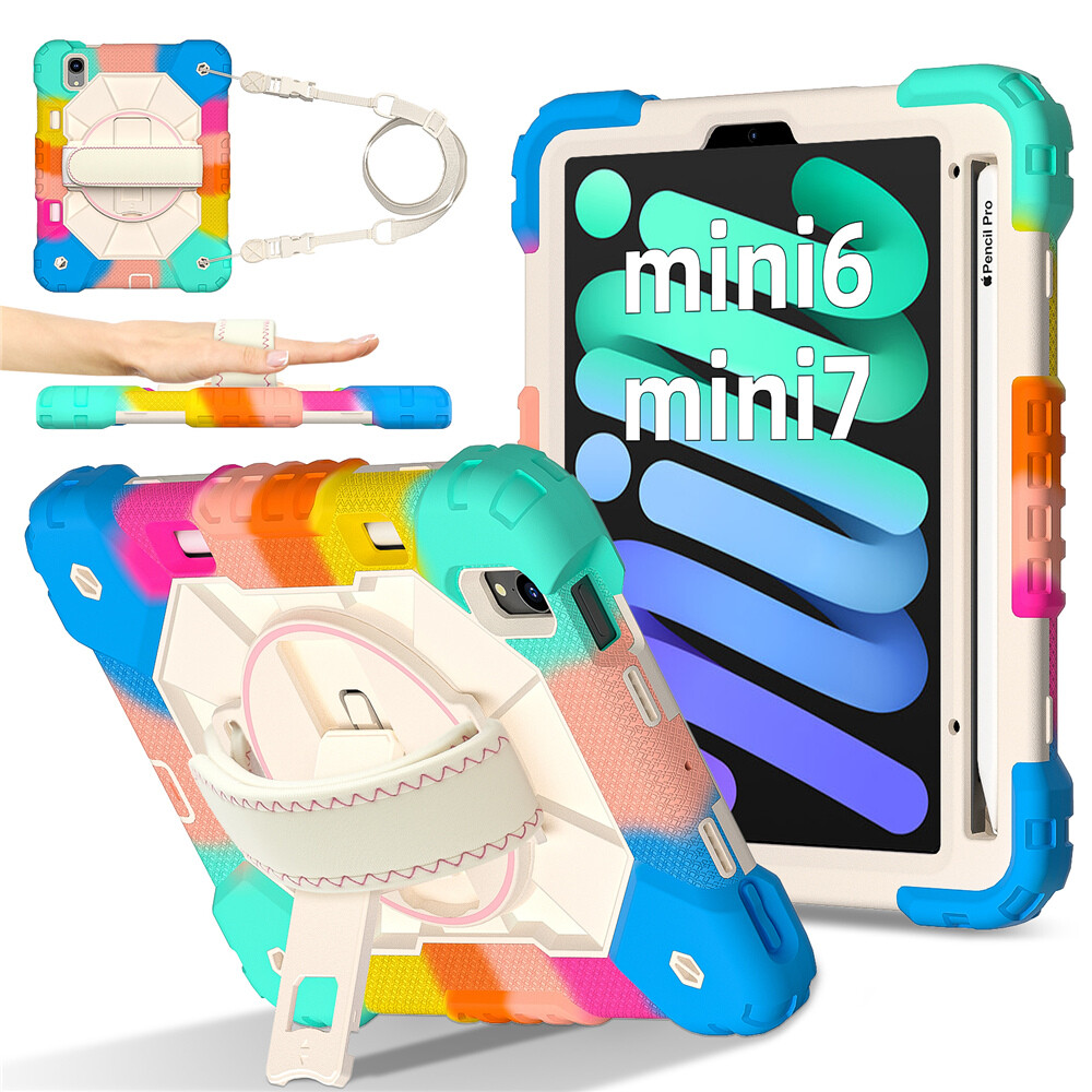 Fr Apple iPad mini 7/6th Gen 2024 (A17 Pro) Case Kids Heavy Duty Stand Cover✨-