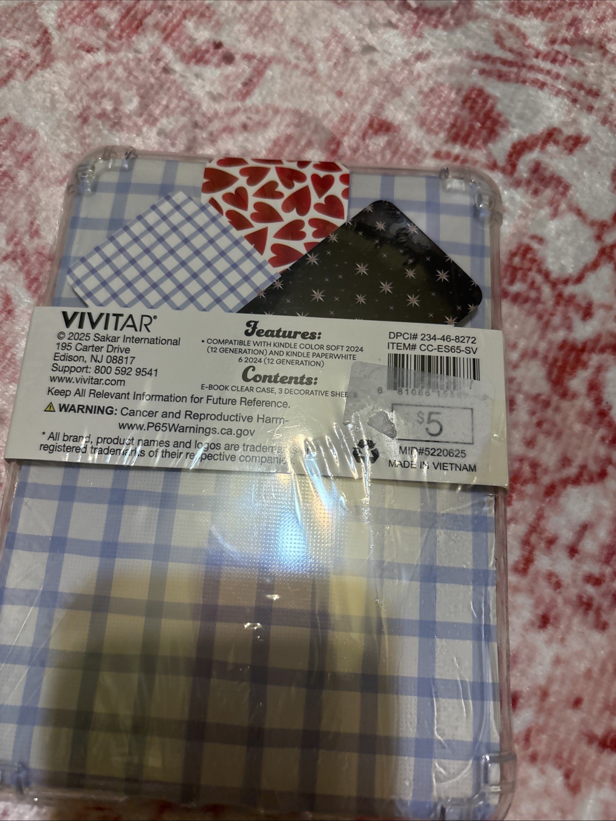 Vivitar E-Book Clear Case W/Decorative Sheets For 7” Kindle E-Reader
