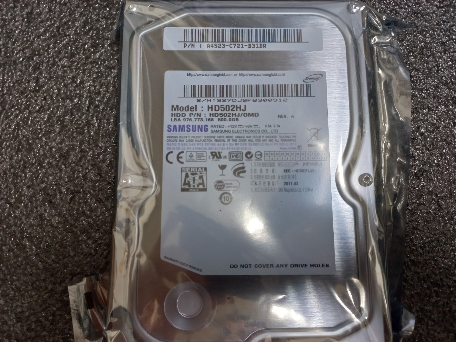 SAMSUNG SpinPoint Desktop 3.5" HD502HJ 500GB 7200RPM  16MB  S-ATAII