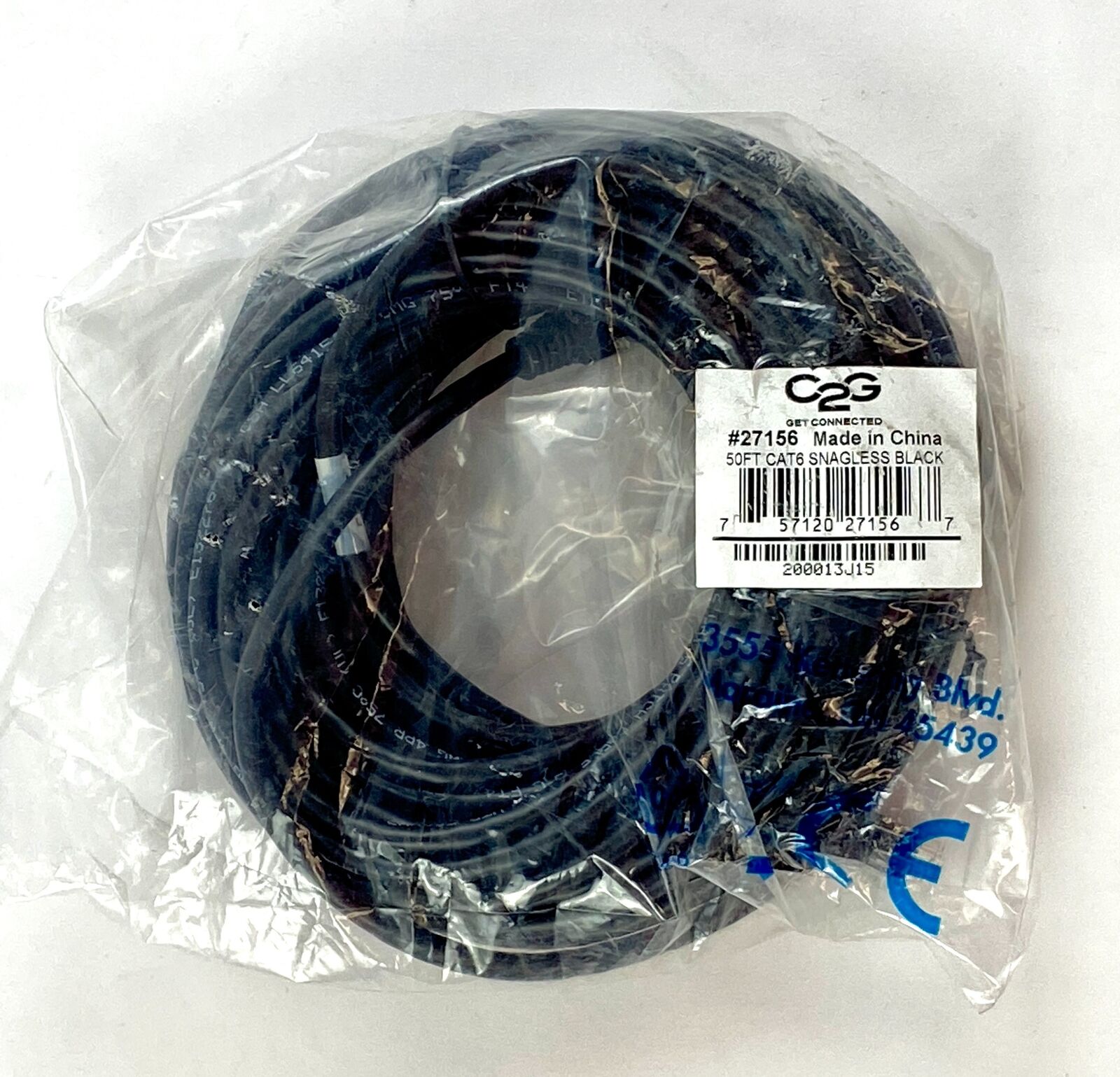 C2G Networking Cable Unshielded Snagless Black Cat6 50 ft 27156