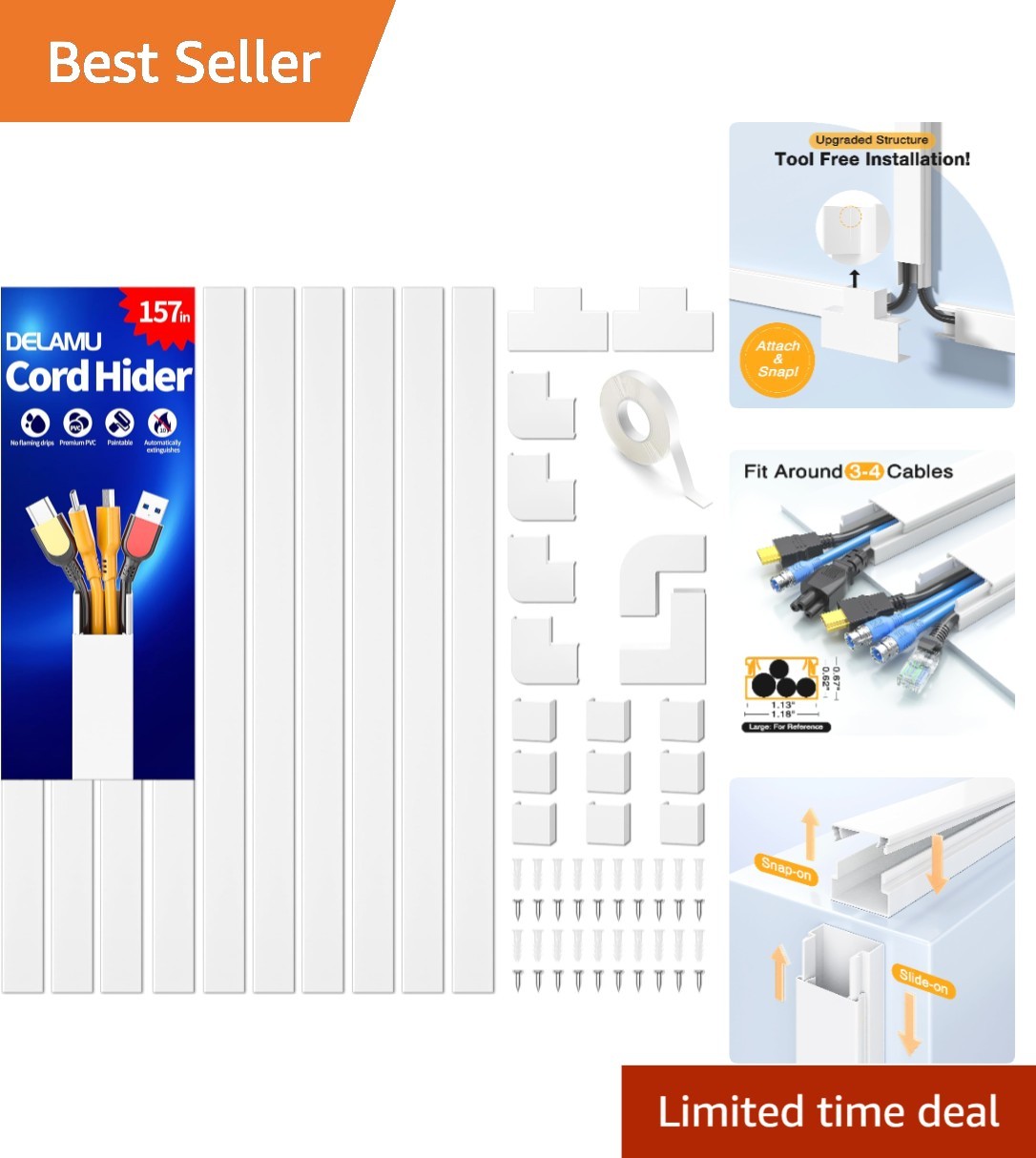 Versatile 157in Wire Covers - Child and Pet Safe Cable Management Solution