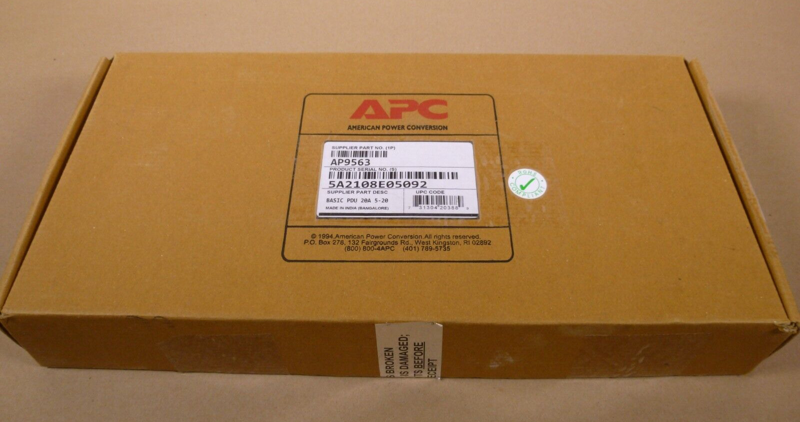 NEW APC AP9563 Basic Rack PDU 120V 20A 10x 5-20 Outlets